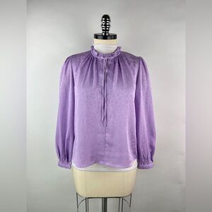 💚 3478. Floral Lavender Long Sleeve Blouse